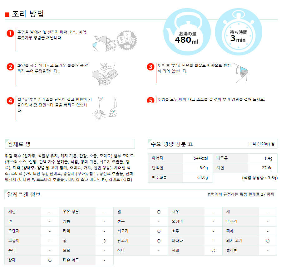페양그 야키소바 오리지널 컵라면
