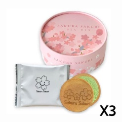 이무【원형박스】사쿠라 사쿠리 글루텐 프리 고프레 말차맛  3  X 세트